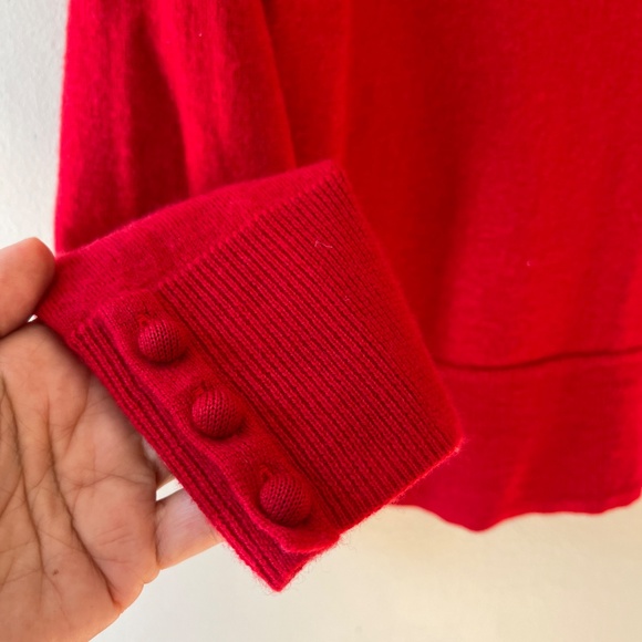 Talbots Sz M Red Pure Merino Wool Cowl Neck‎ Sweater Pullover Stretch - Picture 5 of 9